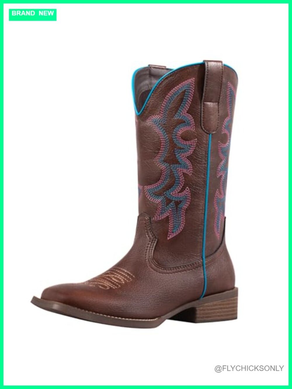 SheSole Cowboy Boots for Women Square Toe Wide Calf Faux Leather Western Boots